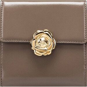 Oscar de la Renta French Wallet - Taupe - Gold Rose
